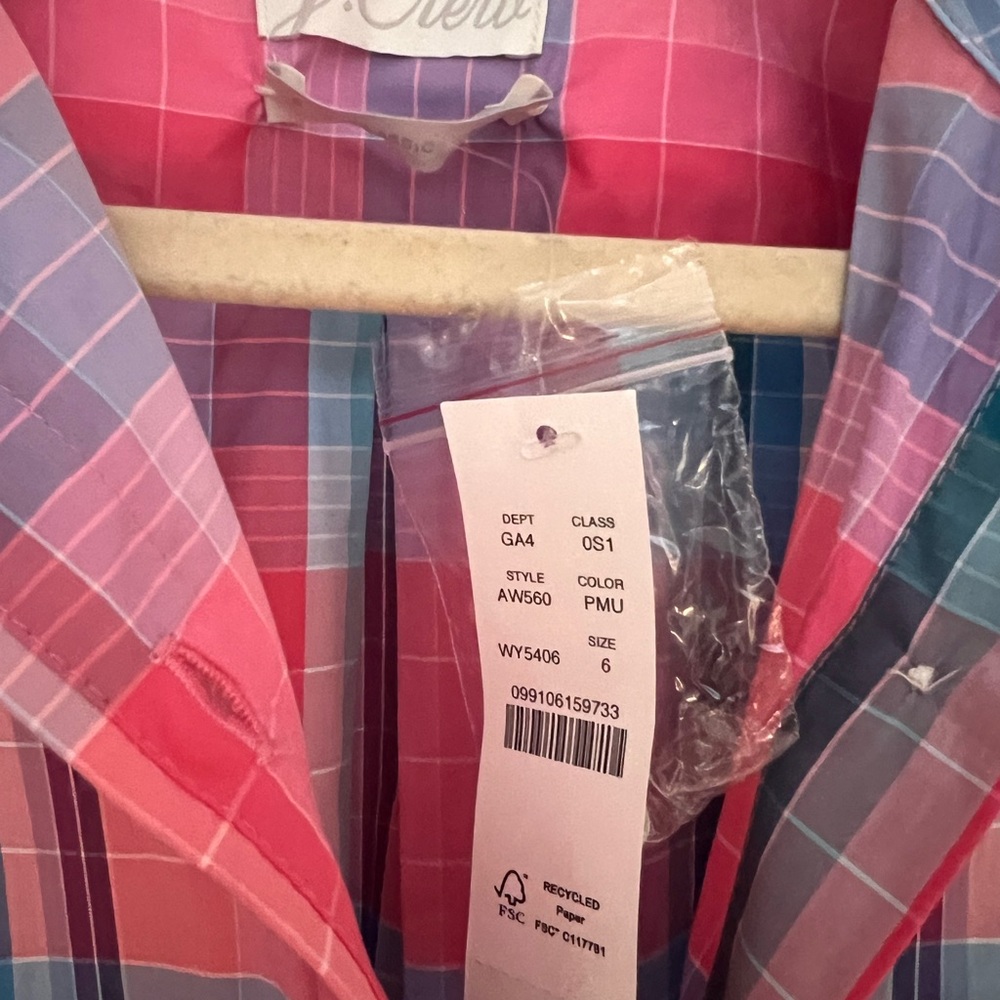 J.Crew Madras Plaid Classic Fit Shirt Dress - Picture 6 of 7